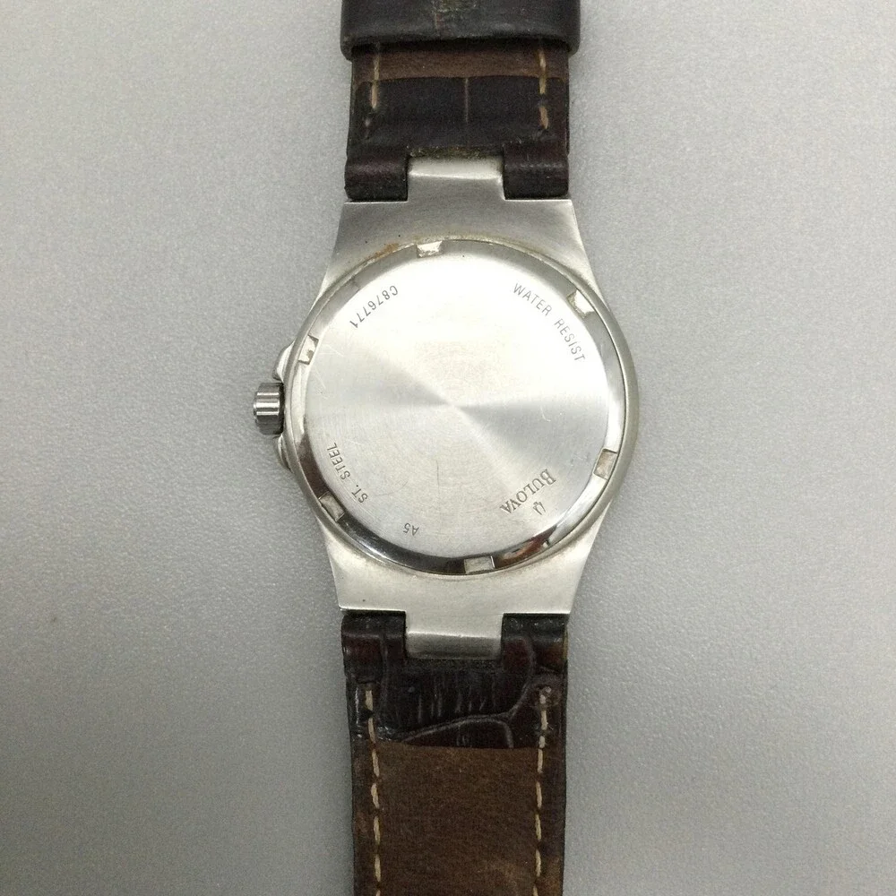 Bulova Marine Star Womens Watch 30mm Brown Leather 98R93 NOT RUNNING FOR PARTS